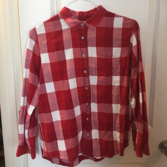 Madewell red and white checked button down shirt - Picture 1 of 2